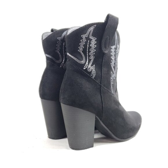 Code West Womens Size 9 Black Faux Suede Western Ankle Boots - Picture 3 of 9